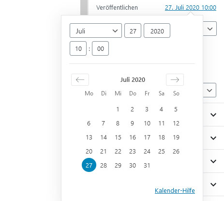 WordPress Backend Termin der Veröffentlichung bestimmen