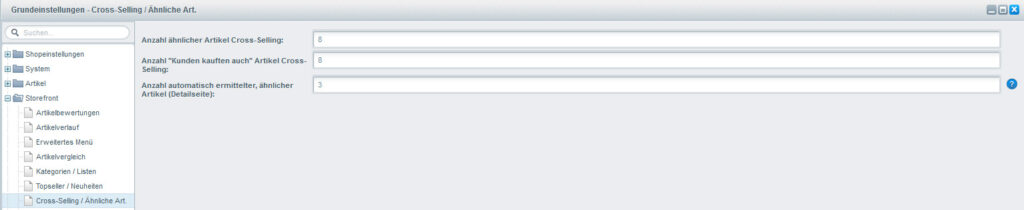 Shopware 5 Empfehlungsmrketing Backend weitere Einstellungen